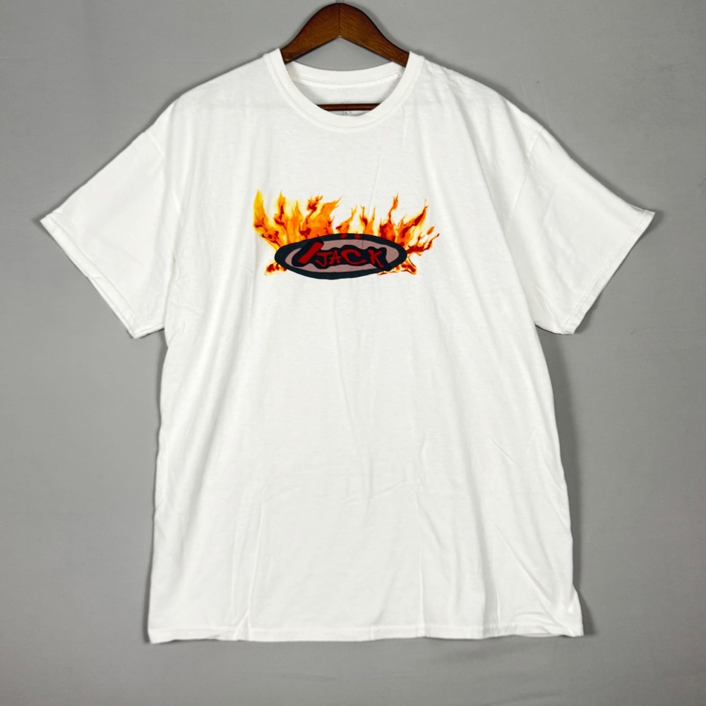Travis Scott Cactus Jack T-Shirt Mens Large White NWOT Flame Graphic Tee